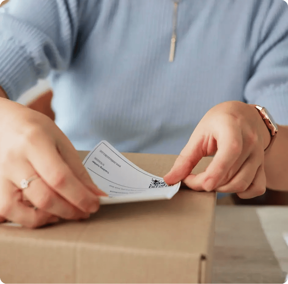 Placing label on shipping box