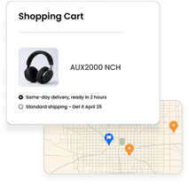 shopping cart and map